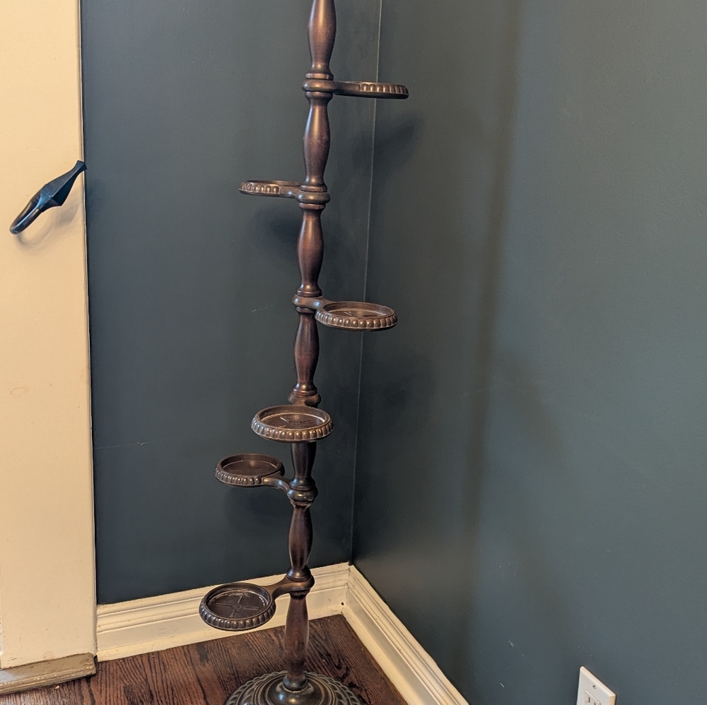 Elegant Midcentury WoodenTiered Plant Stand